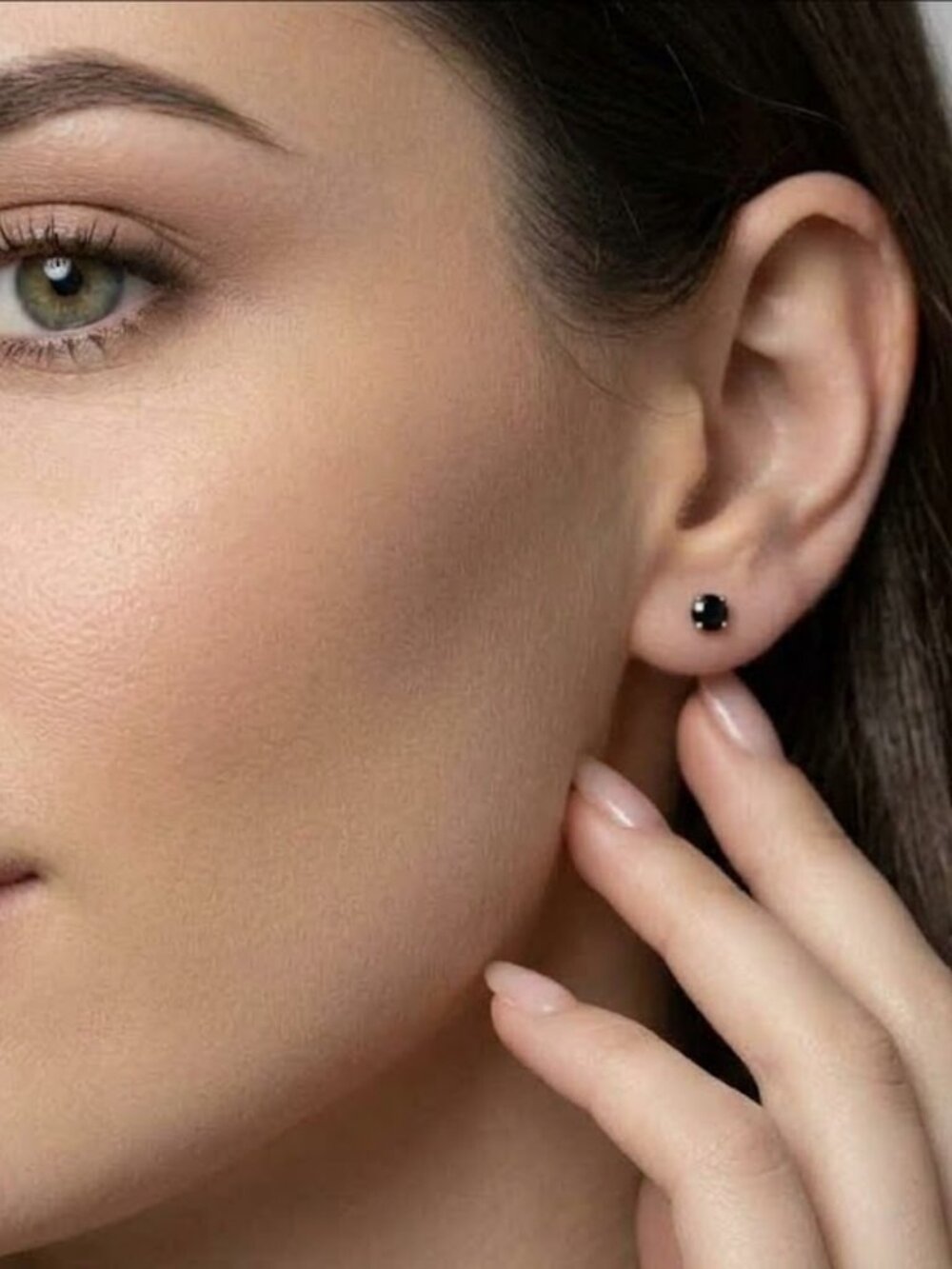Black Diamond Stud Earrings Round Shape 0.85 TCW IGI Certificate 14K White Gold